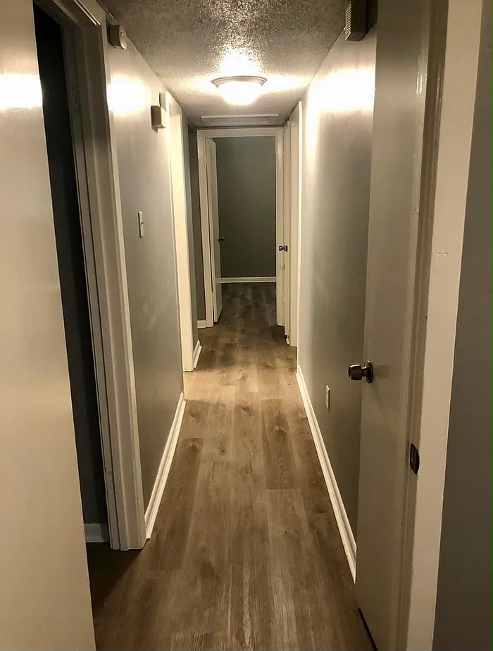 Hallway with wood-look flooring at 2805 W Lake Shore Dr